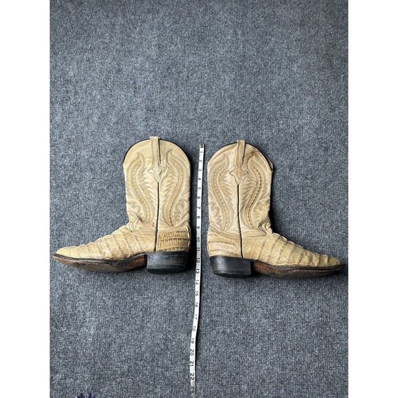 Mens Tony Lama Alligator‎ Belly Cowboy Boots Tan Leather 1980s, Size 8.5D main image 10